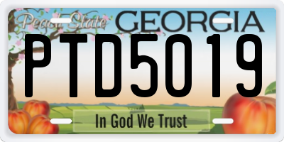 GA license plate PTD5019