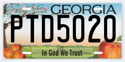 GA license plate PTD5020