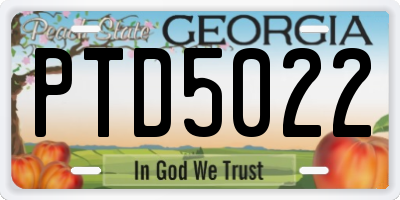 GA license plate PTD5022