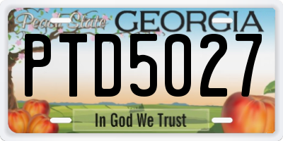 GA license plate PTD5027