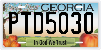 GA license plate PTD5030