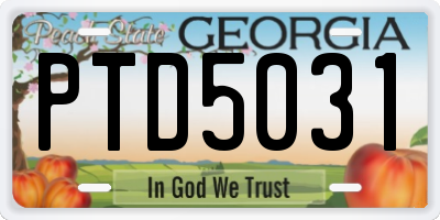 GA license plate PTD5031