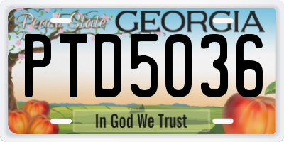 GA license plate PTD5036