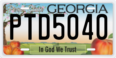 GA license plate PTD5040
