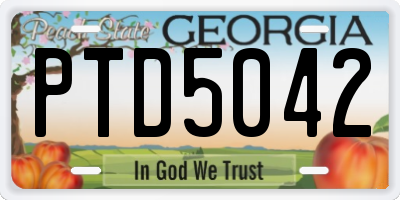 GA license plate PTD5042