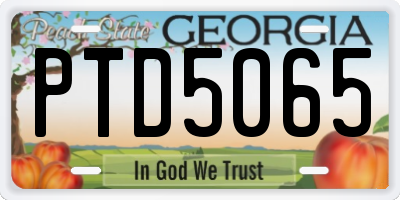 GA license plate PTD5065