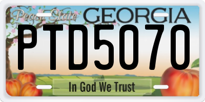 GA license plate PTD5070