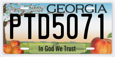 GA license plate PTD5071