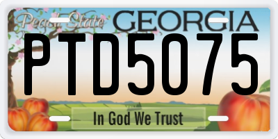 GA license plate PTD5075