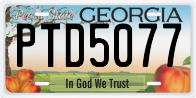 GA license plate PTD5077