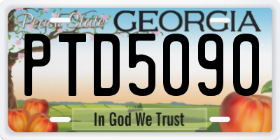 GA license plate PTD5090