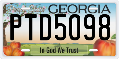GA license plate PTD5098