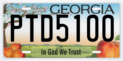 GA license plate PTD5100