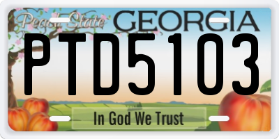 GA license plate PTD5103