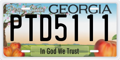 GA license plate PTD5111