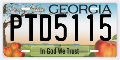GA license plate PTD5115