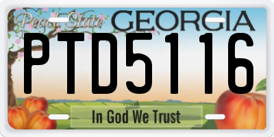 GA license plate PTD5116