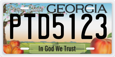 GA license plate PTD5123