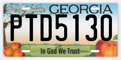 GA license plate PTD5130