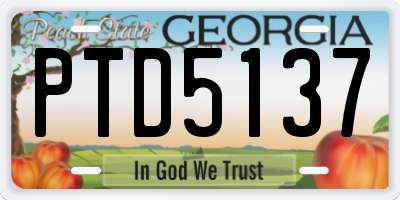 GA license plate PTD5137