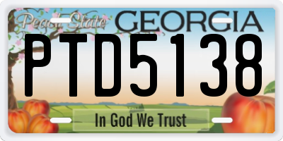 GA license plate PTD5138