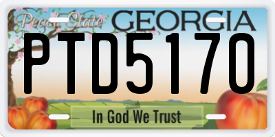GA license plate PTD5170