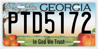 GA license plate PTD5172