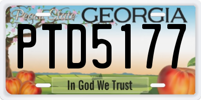 GA license plate PTD5177