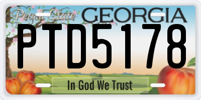GA license plate PTD5178