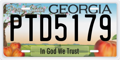 GA license plate PTD5179