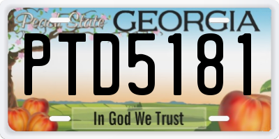 GA license plate PTD5181