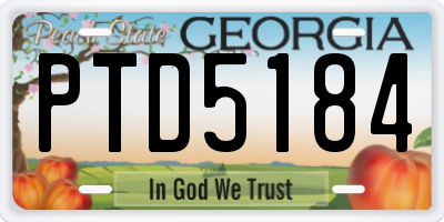 GA license plate PTD5184