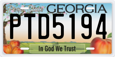 GA license plate PTD5194