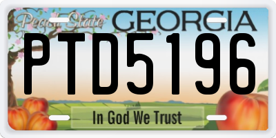 GA license plate PTD5196