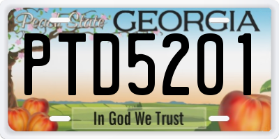 GA license plate PTD5201
