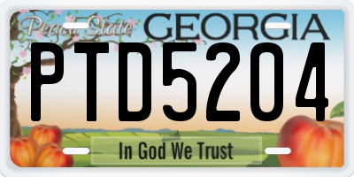 GA license plate PTD5204