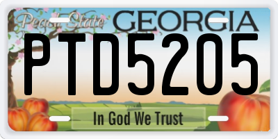 GA license plate PTD5205