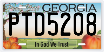 GA license plate PTD5208