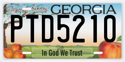 GA license plate PTD5210