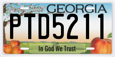 GA license plate PTD5211