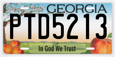GA license plate PTD5213