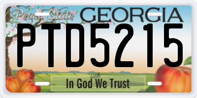 GA license plate PTD5215