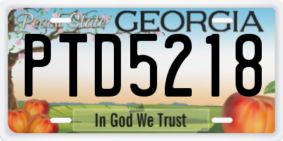 GA license plate PTD5218