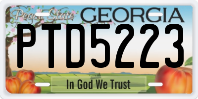 GA license plate PTD5223