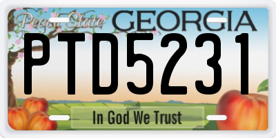 GA license plate PTD5231