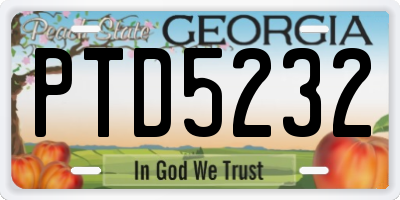 GA license plate PTD5232