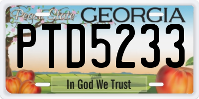 GA license plate PTD5233