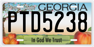 GA license plate PTD5238
