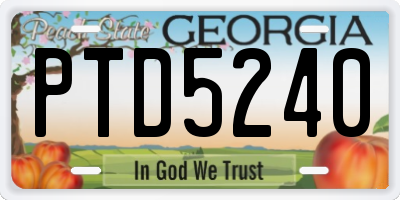 GA license plate PTD5240