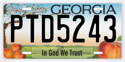 GA license plate PTD5243
